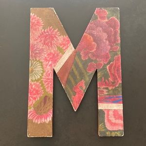Decorative letter “M” vintage style with flowers